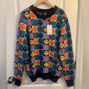 WESC Multicolor Smiley Face Sweater Streetwear Skater Maximalism y2k